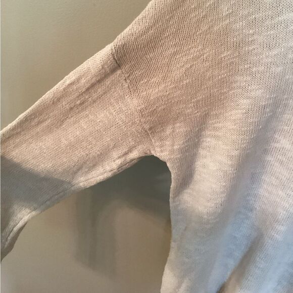 RACHEL ZOE SIZE LARGE BEIGE COTTON LINEN LONG SLEEVE CREW NECK TUNIC SWEATER - Picture 5 of 8